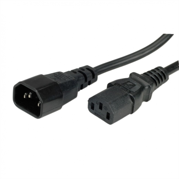 Cablu prelungitor alimentare PC C13 – C14 10A 1m Negru, Value 19.99.1510 conectica.ro imagine noua 2022